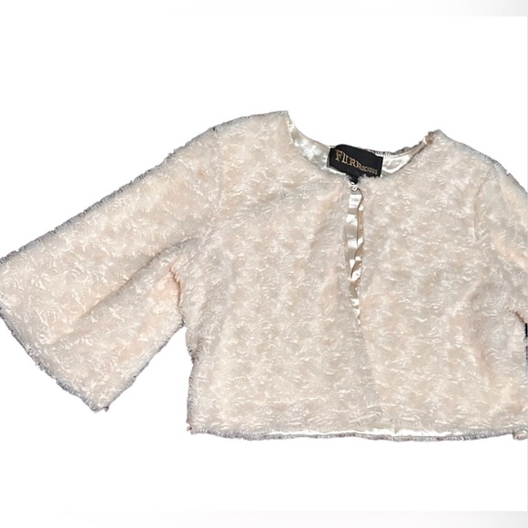 FURROCIOUS Satin Lined Fur Cardigan Cape In White - Picture 2 of 7